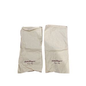 Salvatore Ferragamo Beige Logo Drawstring Shoe Bags Dust Bags set of 2